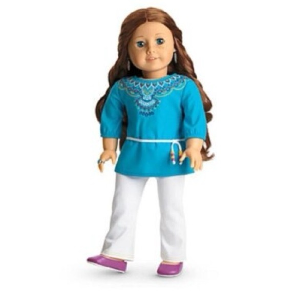 American Girl Other - American Girl Doll Saige Picnic Tunic Outfit GOTY 2013 plus Gold Boots